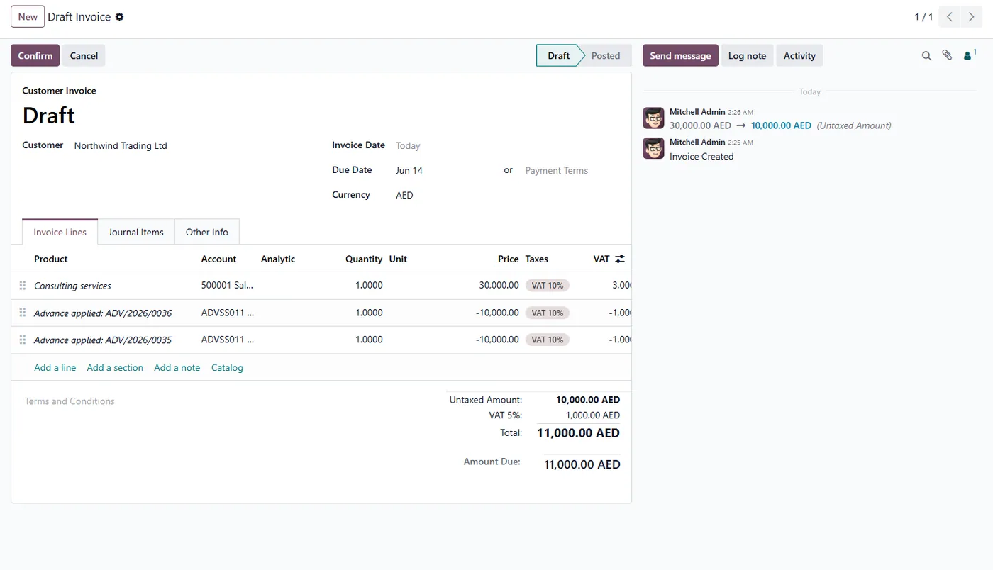 Advance Payment Management Pro for Odoo, apply deduction