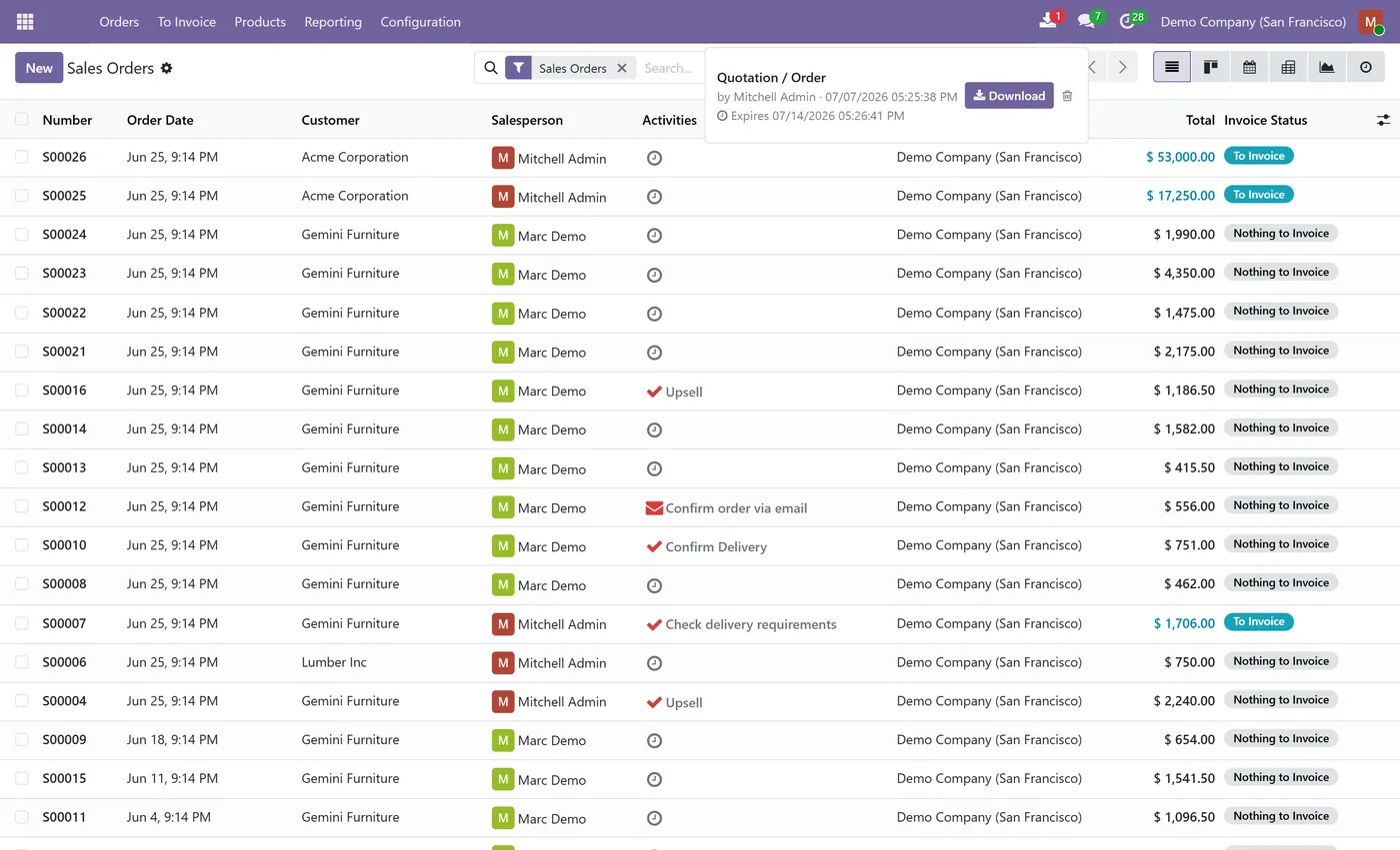 Background Report Printing for Odoo, download center