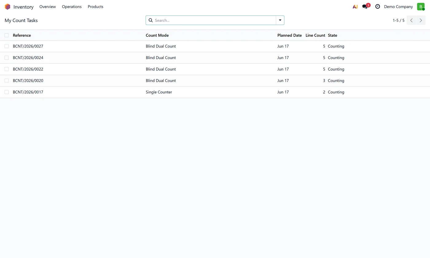 Blind Dual-Count Inventory for Odoo, blind my tasks