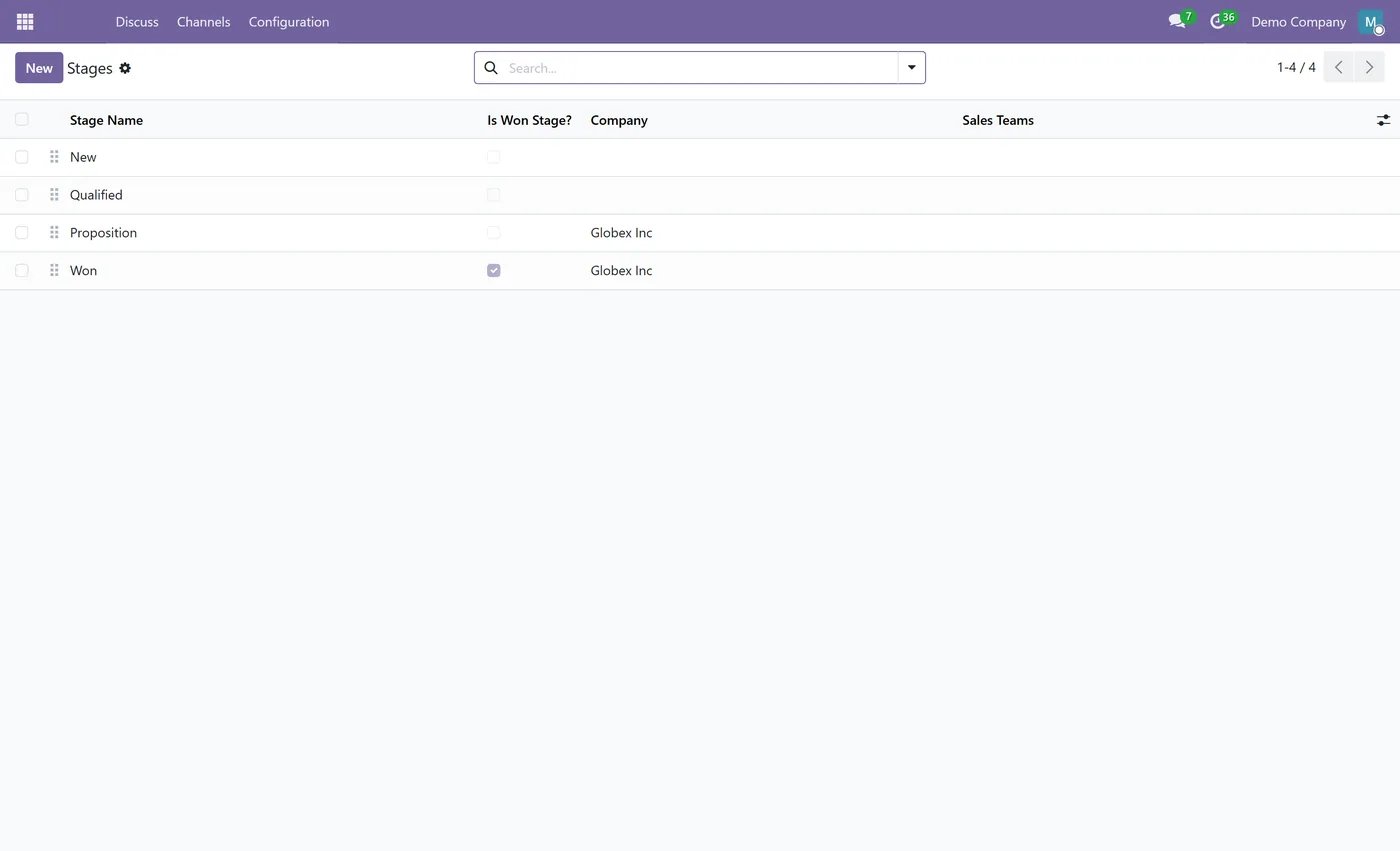 Company-Wise Stages for CRM, Projects and Helpdesk for Odoo, crm stages company on Odoo 17