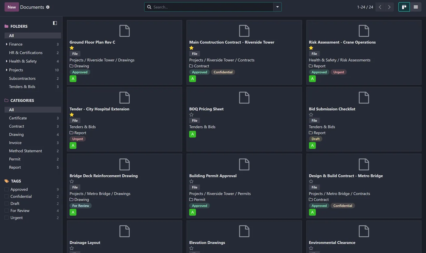 Advanced Document Management System for Odoo, hub kanban on Odoo 18