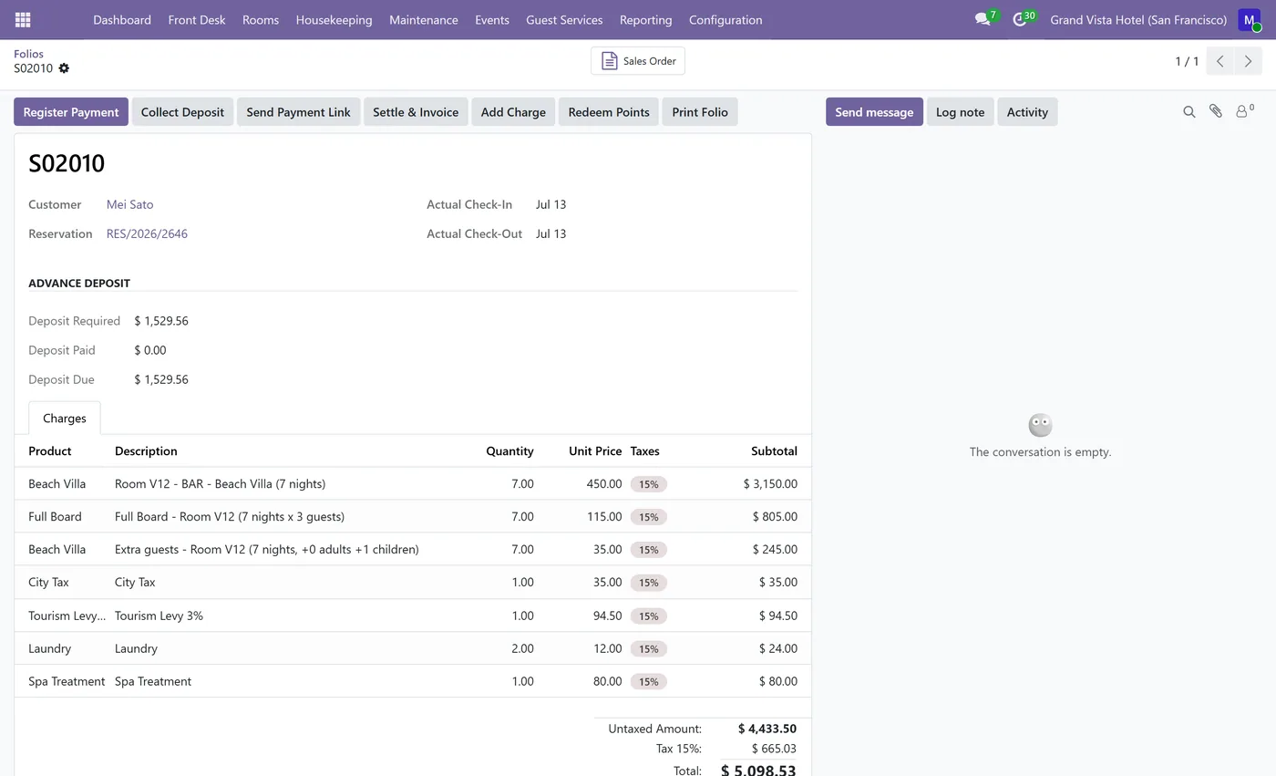 Hotel Property Management System for Odoo, folio