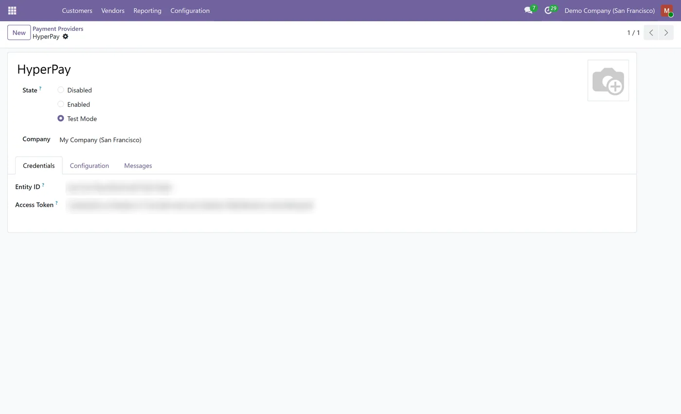 HyperPay All-in-One (Website + POS) for Odoo, provider config