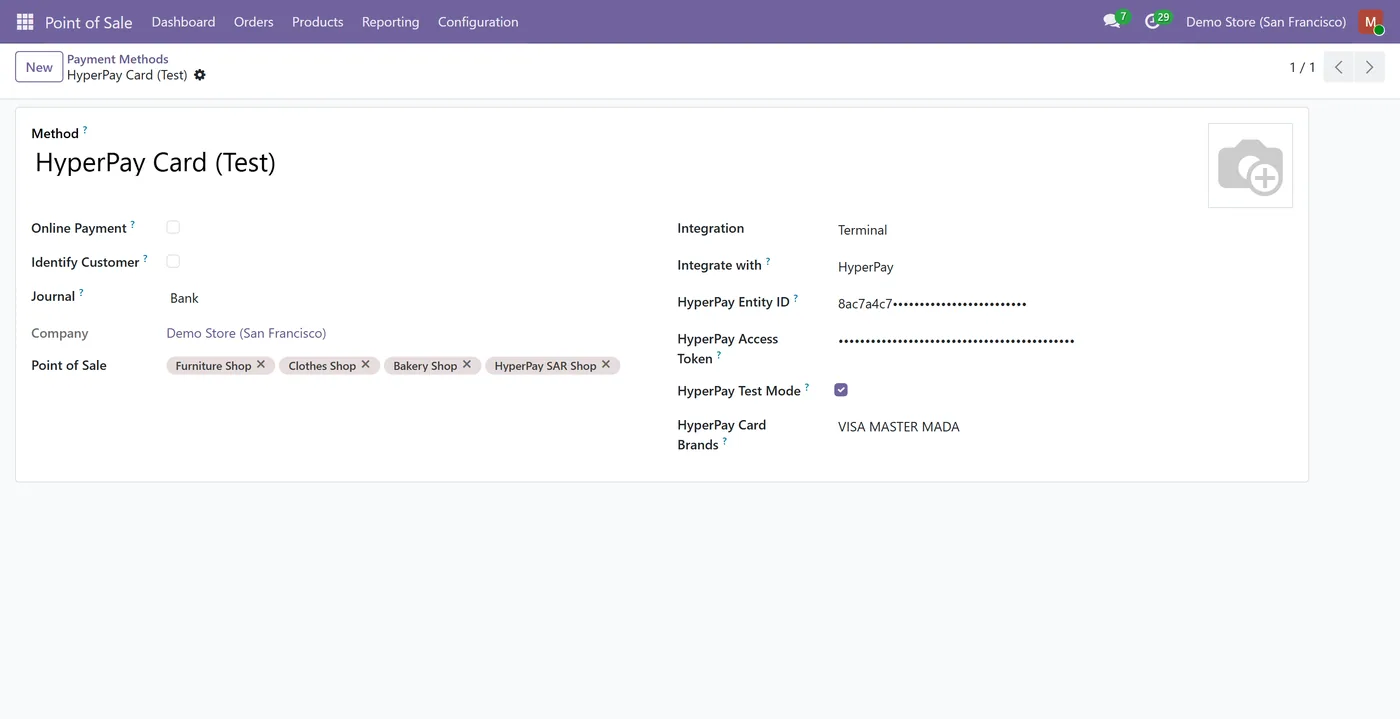 HyperPay POS Payment for Odoo, config on Odoo 17