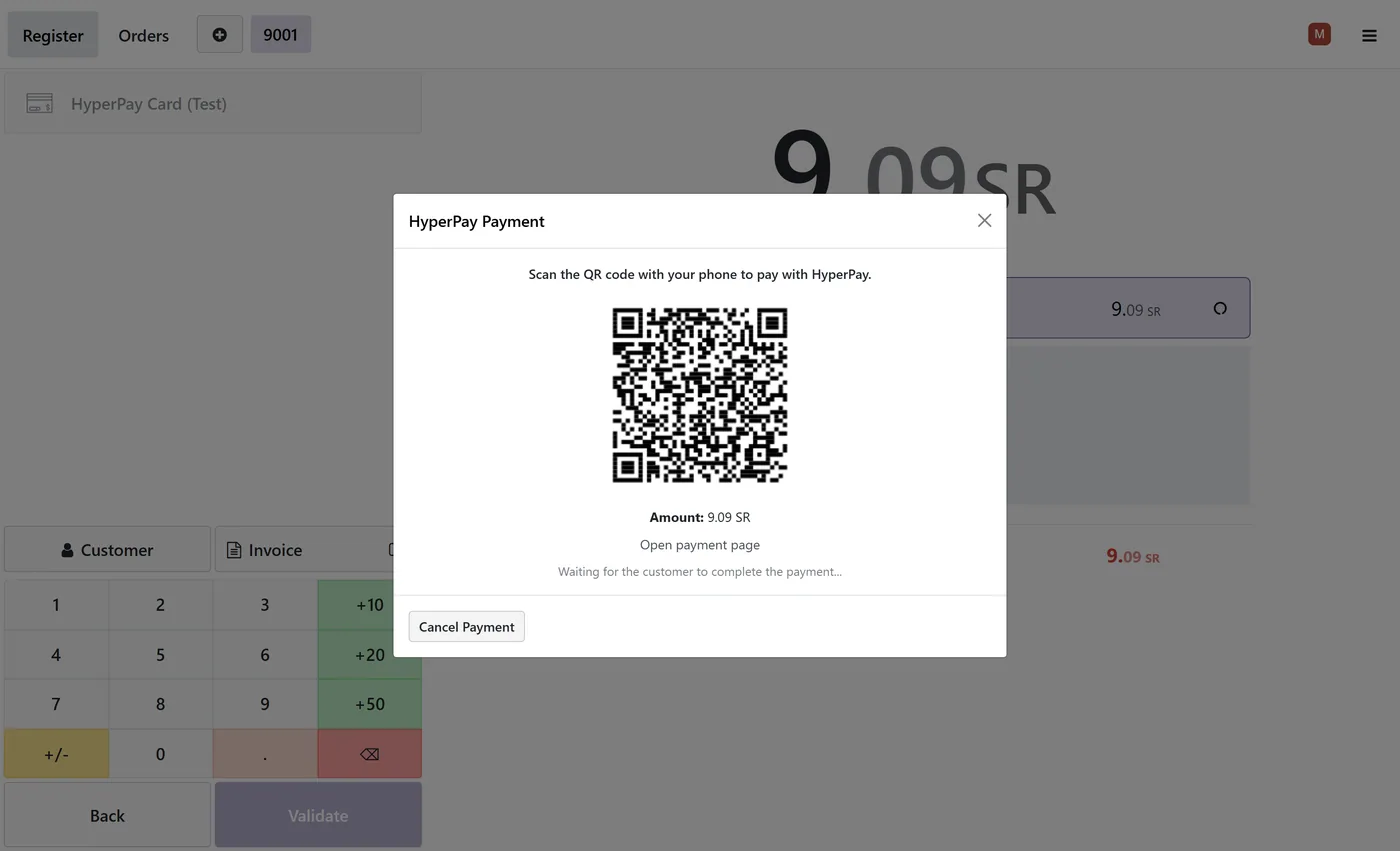 HyperPay POS Payment for Odoo, qr dialog