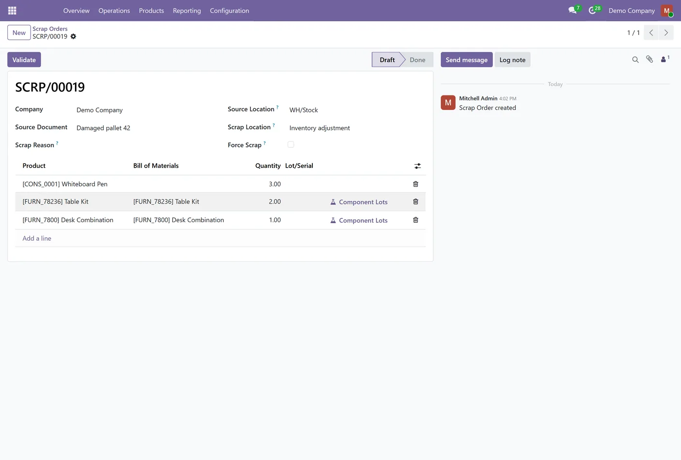 Batch Scrap Orders for Odoo, multiline order on Odoo 18
