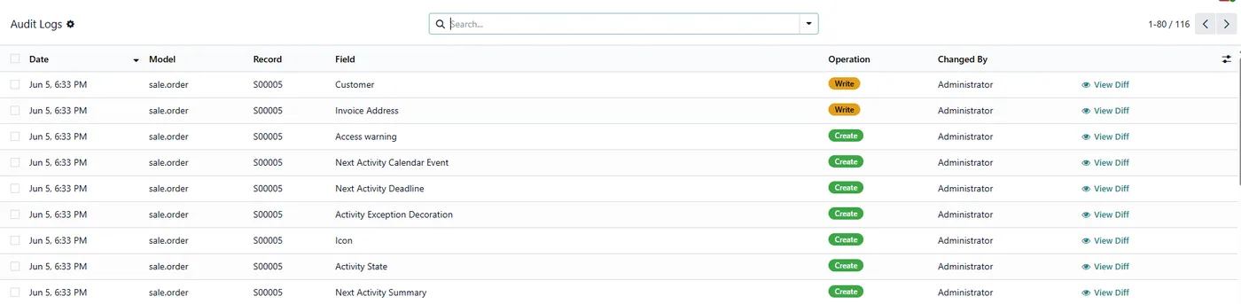Audit Log Viewer & Export for Odoo, audit logs on Odoo 19