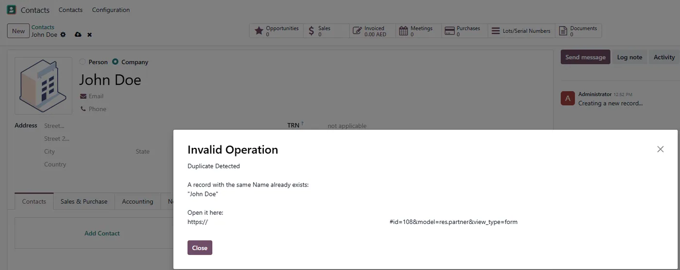 Duplicate Record Detector for Odoo, screenshot 2 on Odoo 19