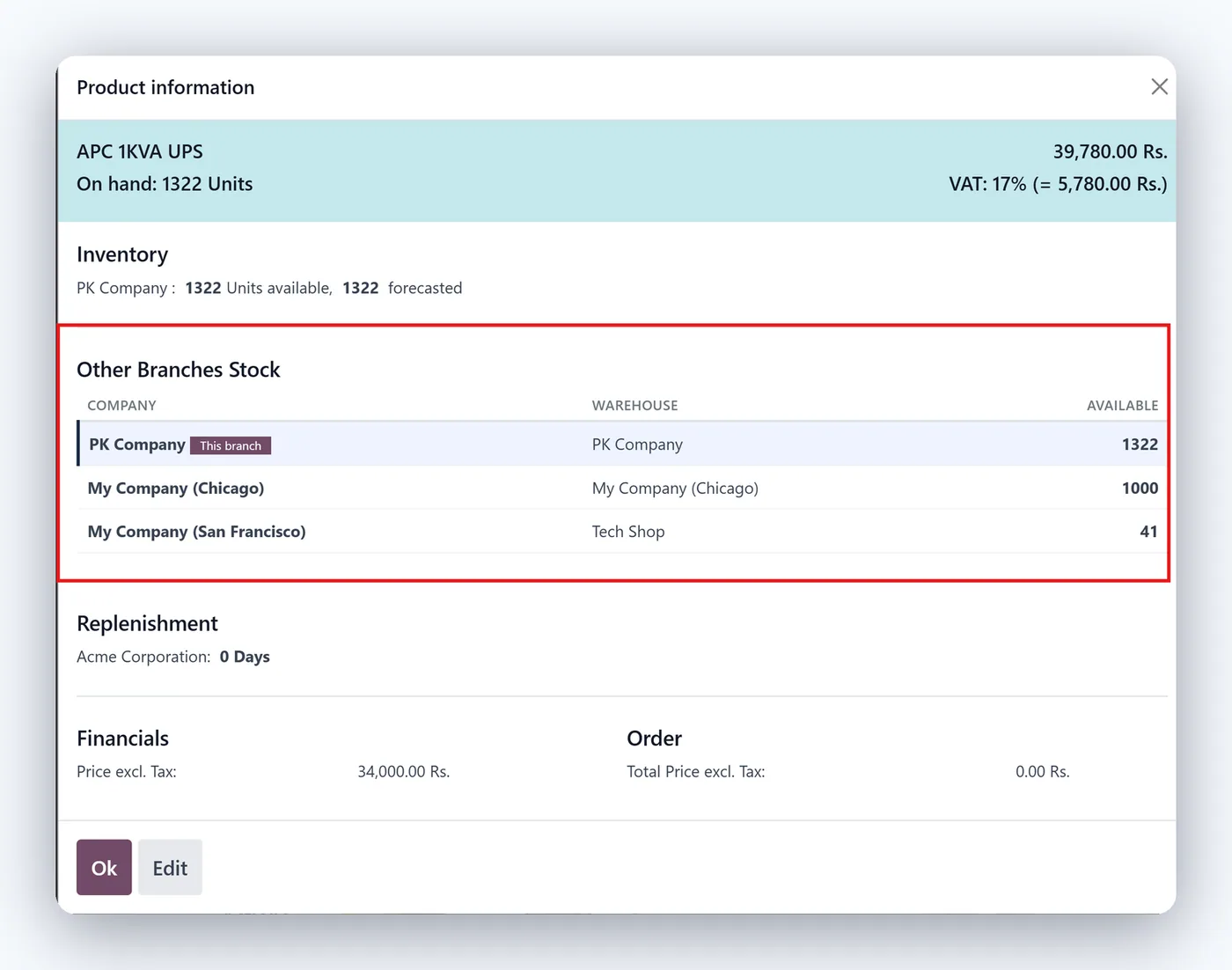 Live Cross-Branch Stock Peek for POS for Odoo, popup on Odoo 19