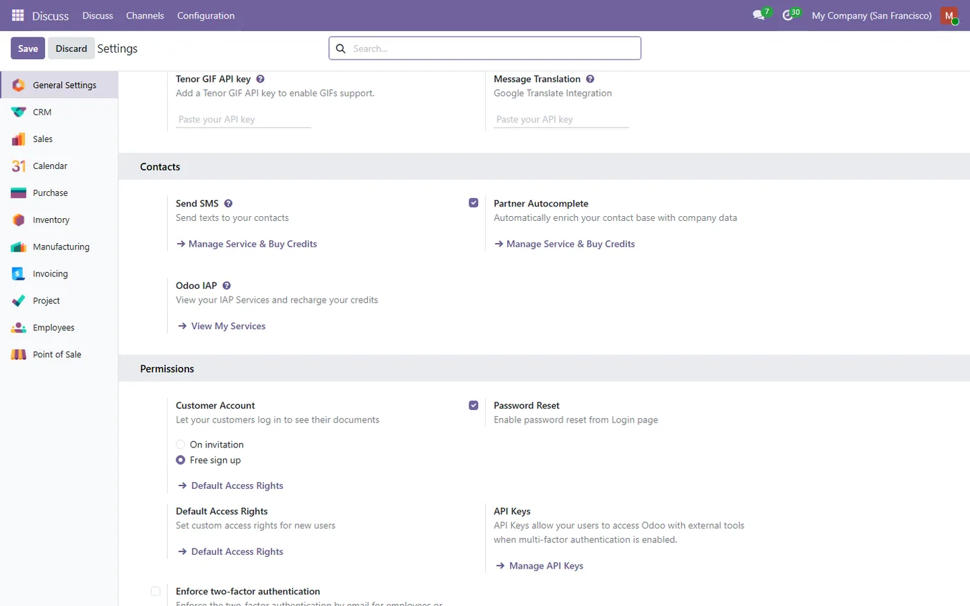 RPC & API Key Access Control for Odoo, settings