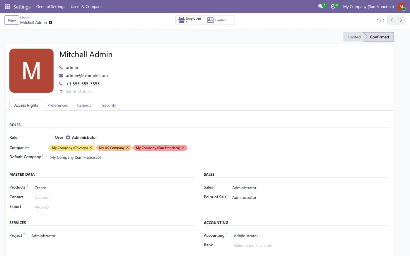 RPC & API Key Access Control for Odoo, user form