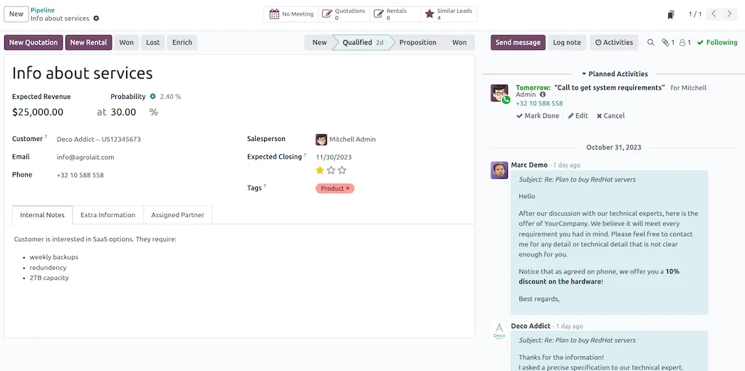 Odoo crm, effortless communication