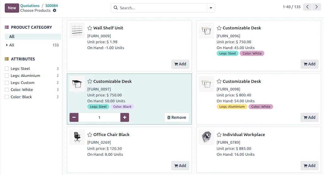 Odoo crm, quotation