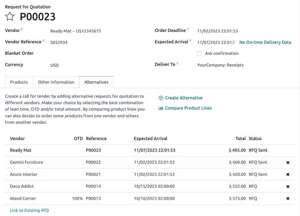 Odoo purchase, flexible 1