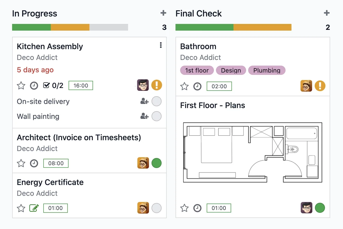 Odoo project, project dashboard
