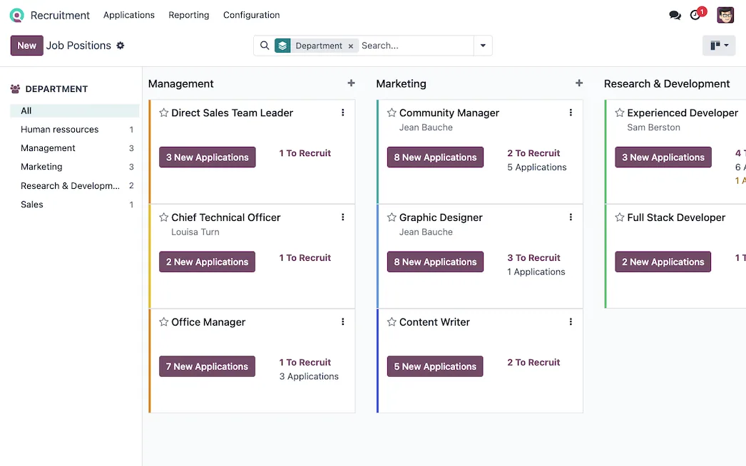 Odoo recruitment, overview