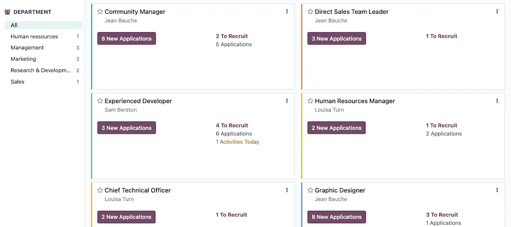 Odoo recruitment, never wonder about a job status