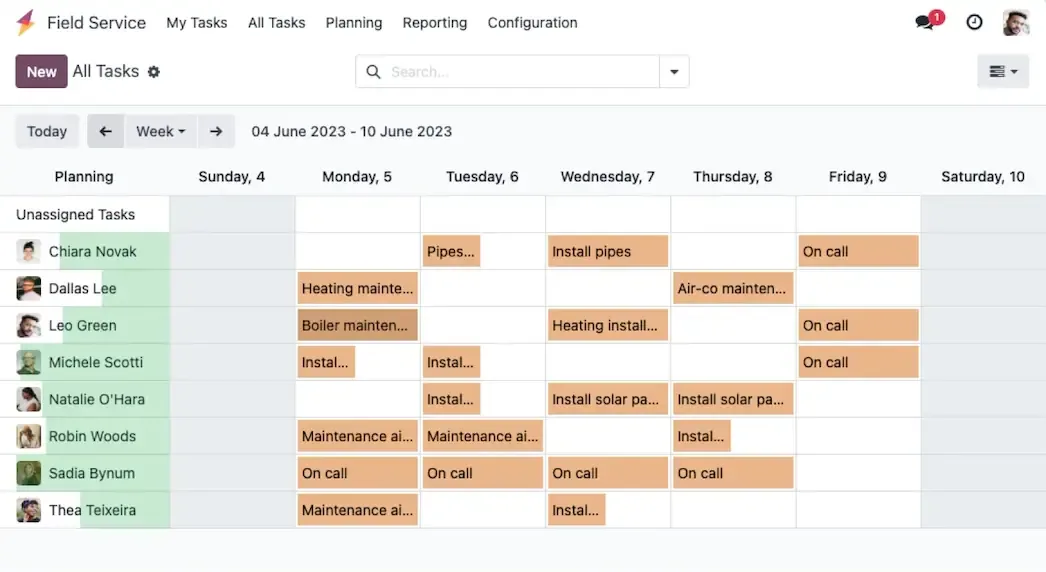 Odoo field service, field service planning