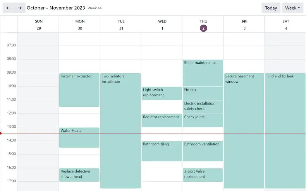 Odoo field service, field service calendar view