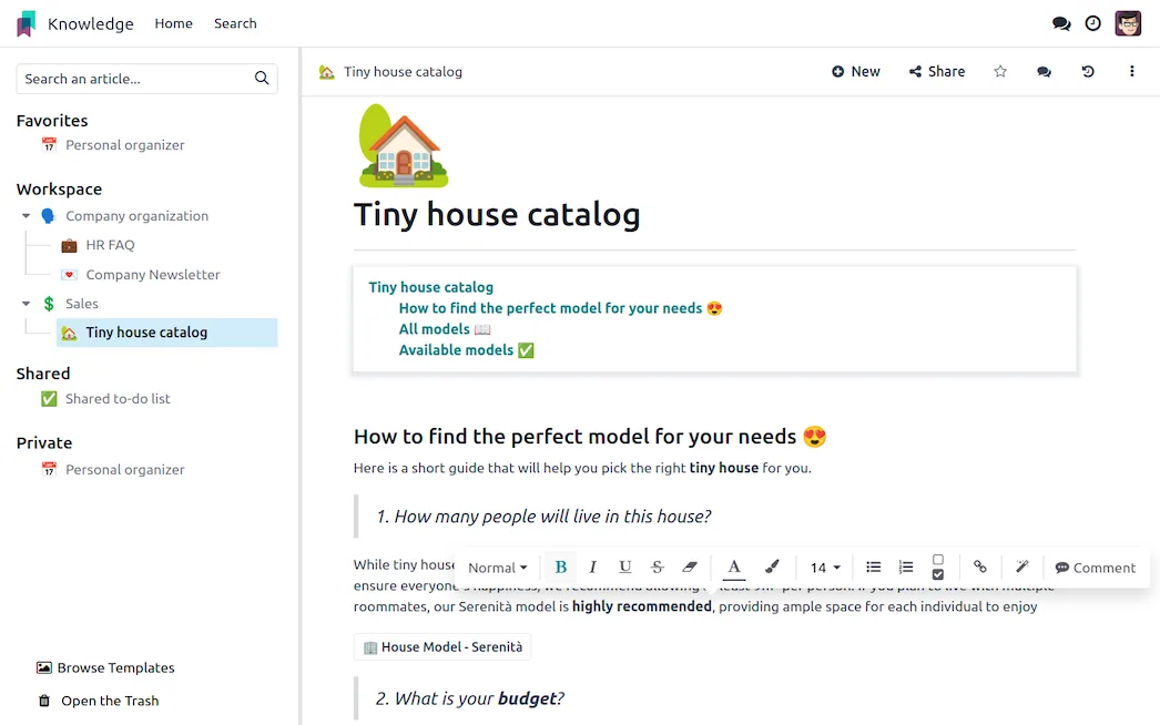 Odoo knowledge discuss, overview
