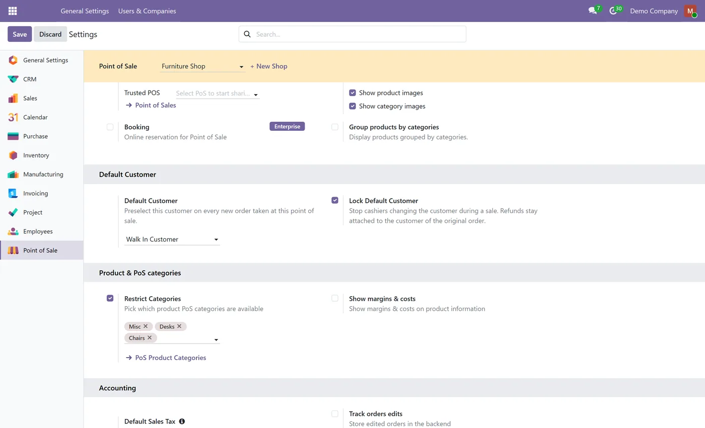 POS Default Customer for Odoo, settings