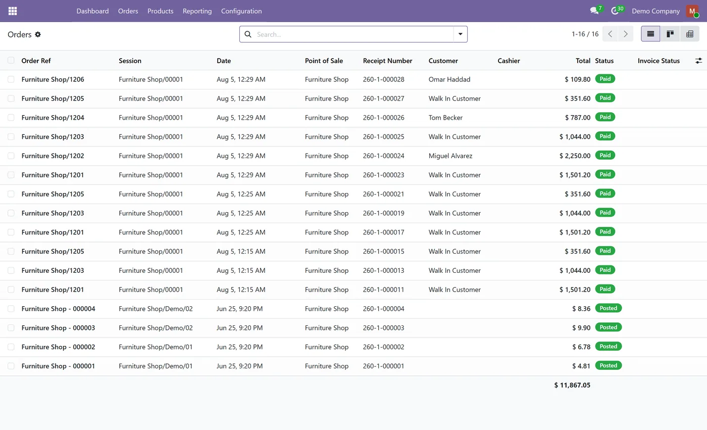 POS Default Customer for Odoo, orders