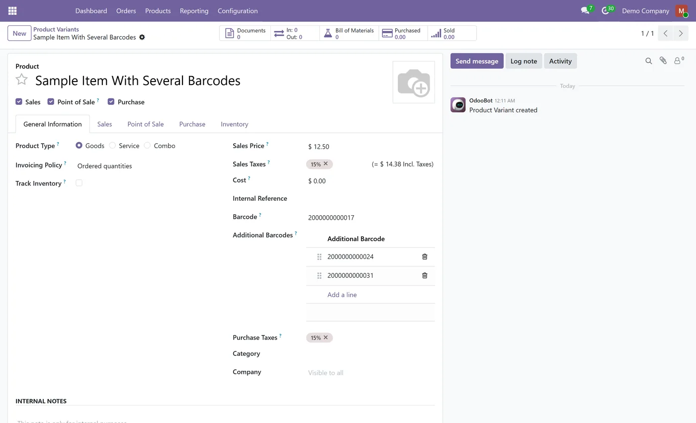 Product Multi Barcode for Odoo, product barcodes