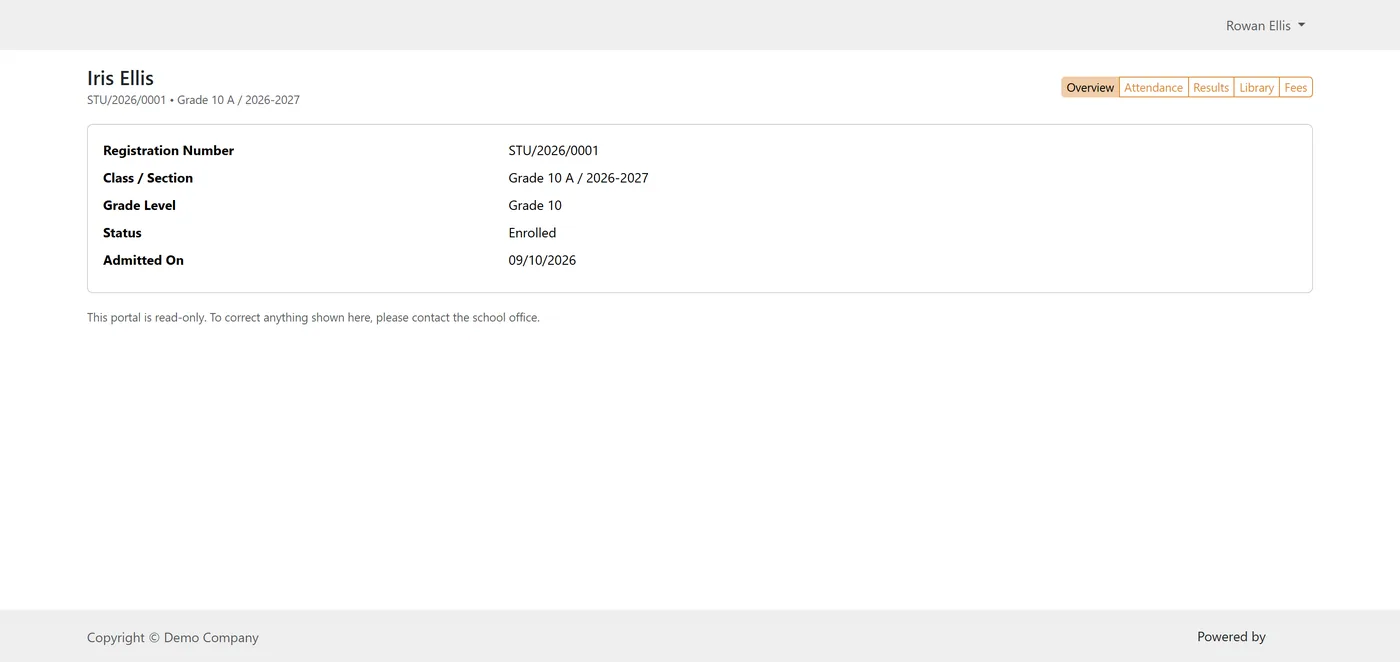 School Fee Invoicing and Parent Portal for Odoo, portal child