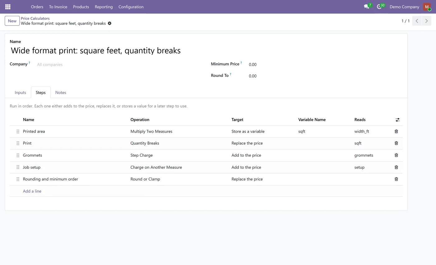 Dynamic Pricelist Calculator for Odoo, print breaks
