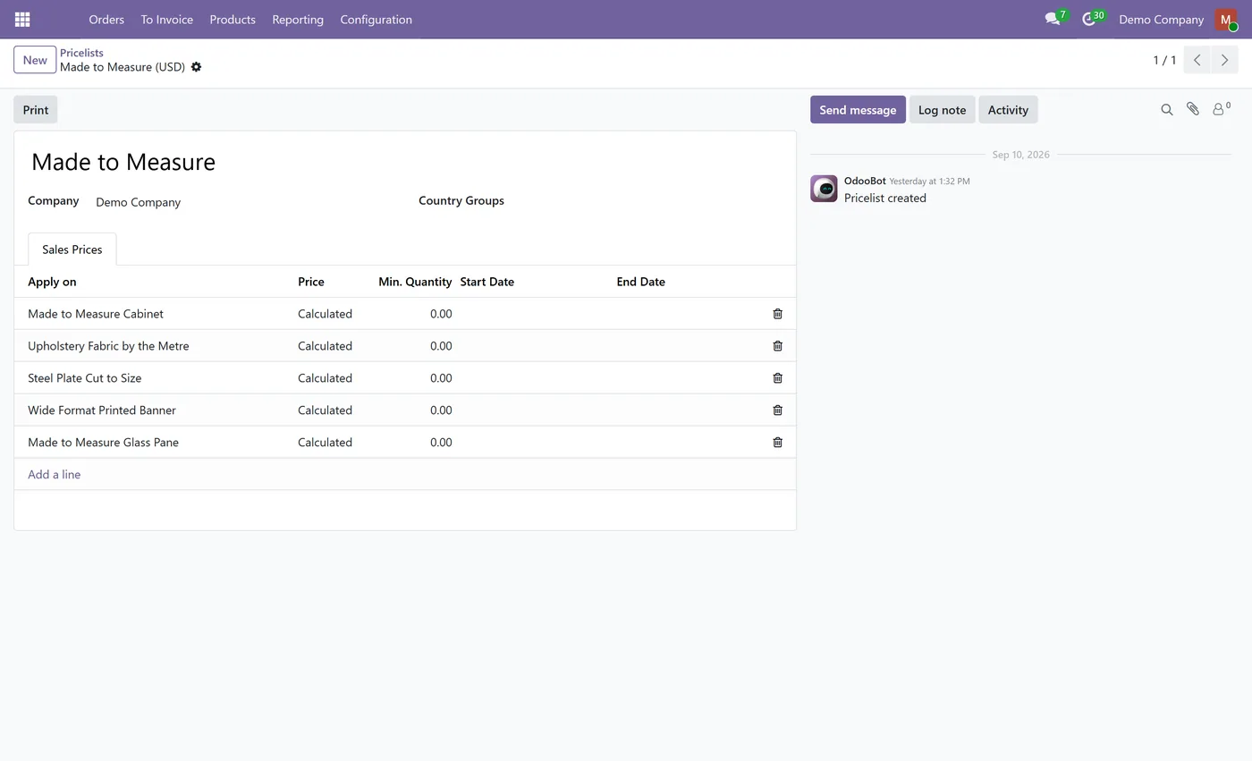 Dynamic Pricelist Calculator for Odoo, pricelist rule