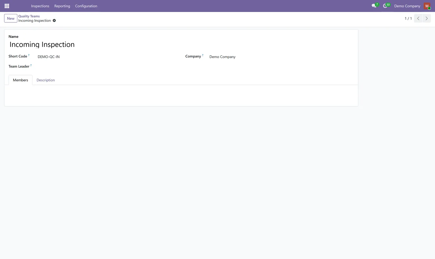 Quality Control & Inspections for Odoo, quality team