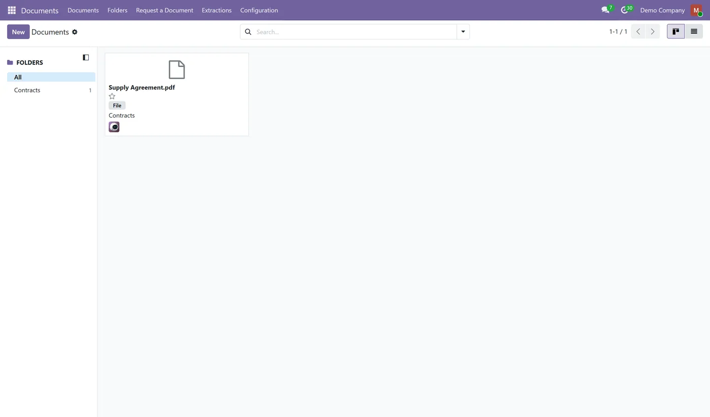 Contract AI Extraction Bridge for Odoo, dms document