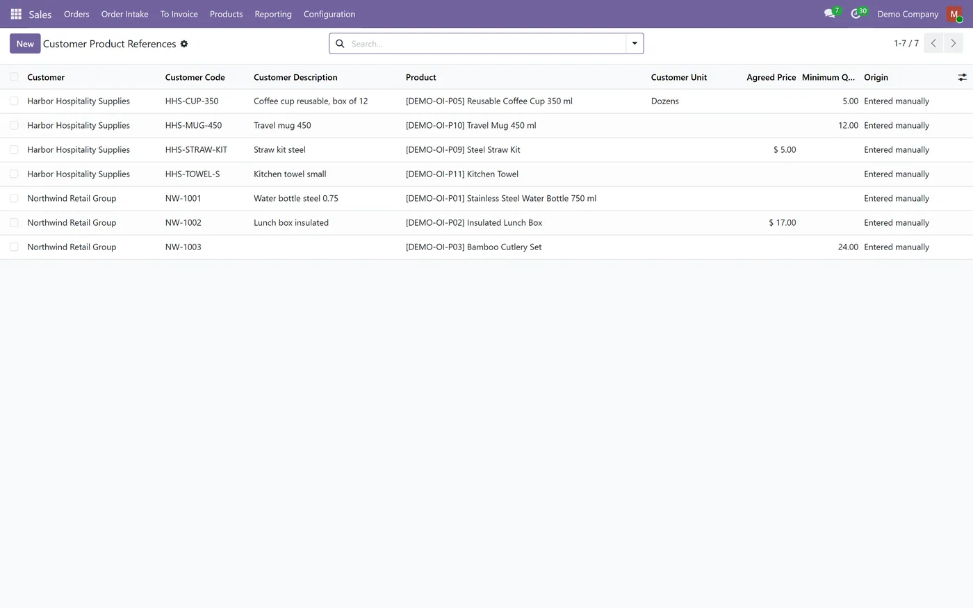 Sales Order Intake for Odoo, customer references