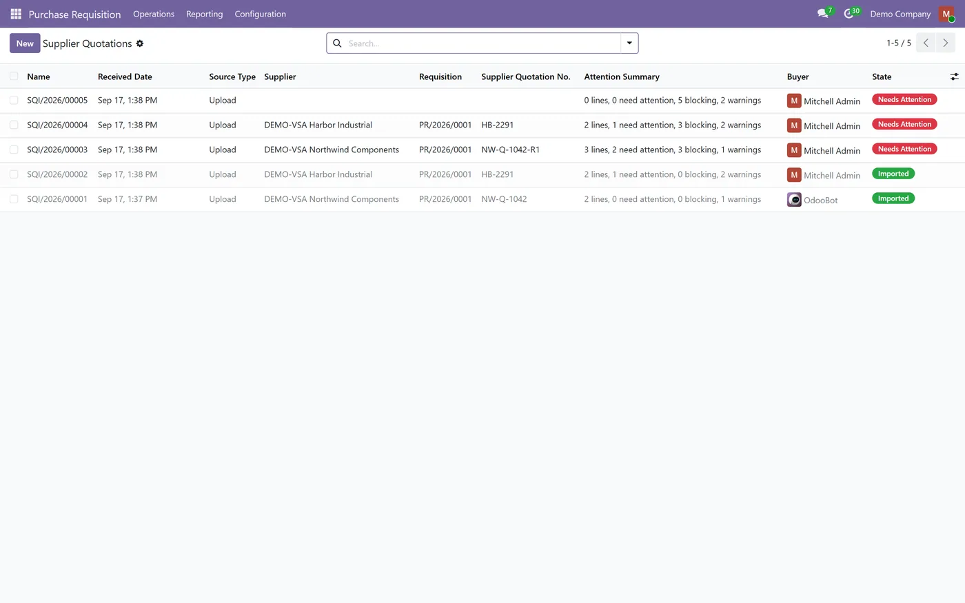 Supplier Quotation Intake for Odoo, supplier documents