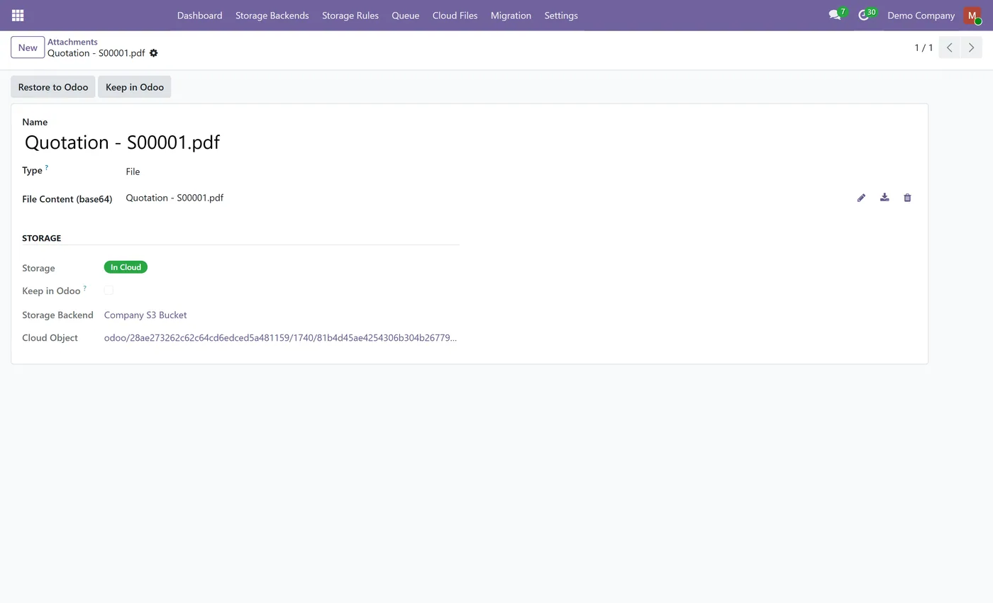 Cloud Attachment Storage for Odoo, attachment in cloud