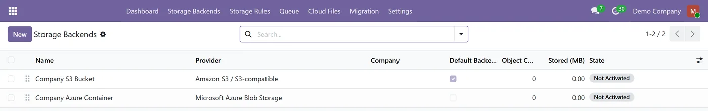 Azure Blob Storage for Attachments for Odoo, storage backends