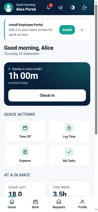 Employee Portal Pro for Odoo, dashboard