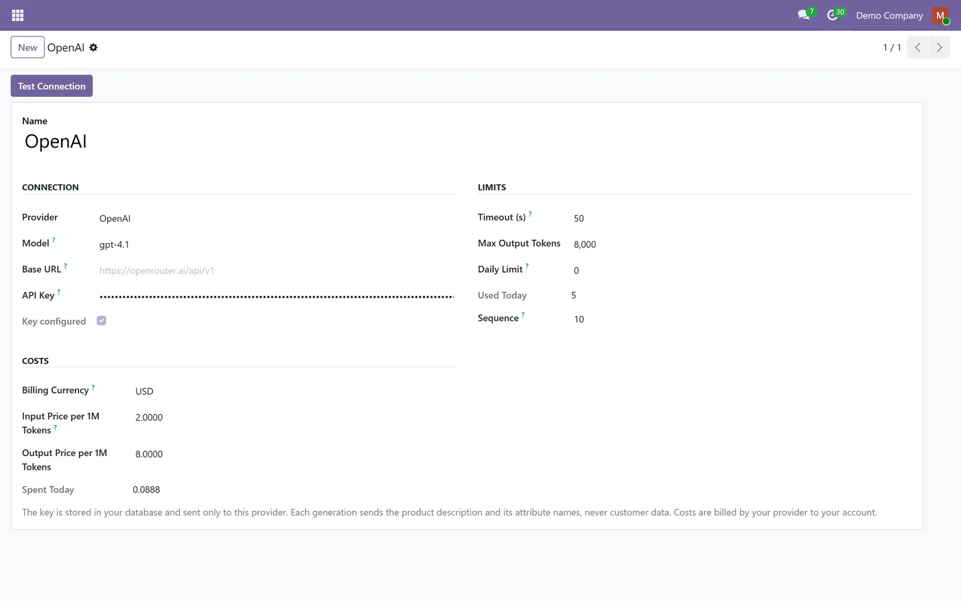 AI 3D Model Generator for Odoo, provider