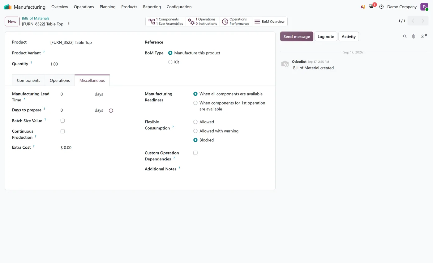 BoM Consumption Control for Odoo, bom consumption setting